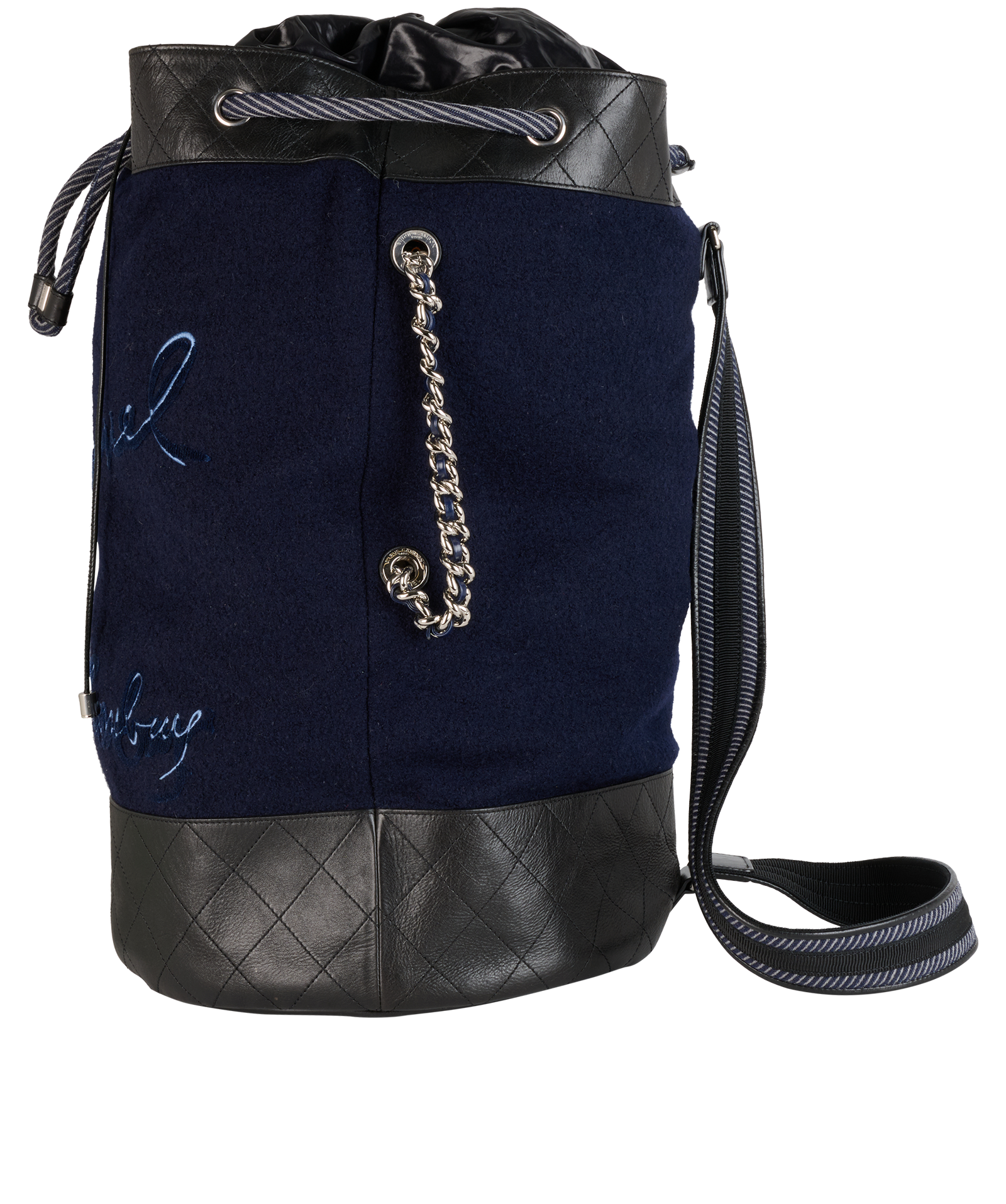 Paris Hamburg Drawstring Backpack, &pound;1,500, Handbags, Blue, Fabric/Leather, Bottom view